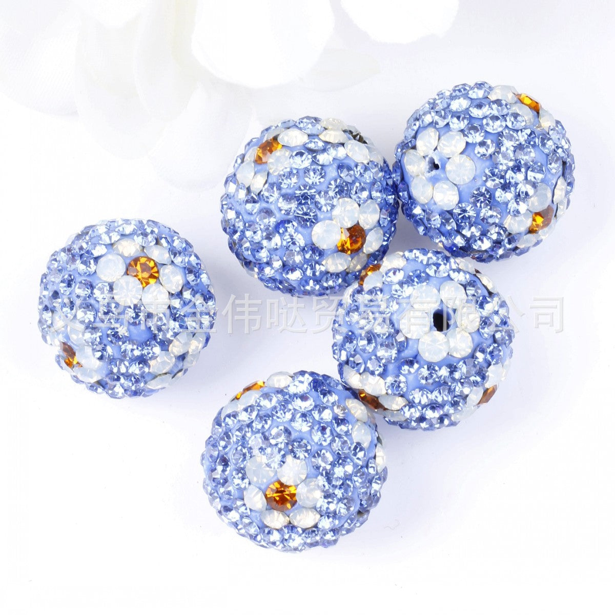 Wholesale 10pcs Full Drill Plum Blossom Soft Clay Drill Ball Straight Hole Beads